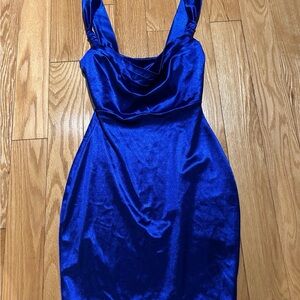 Royal Blue Satin Windsor Dress – Size S